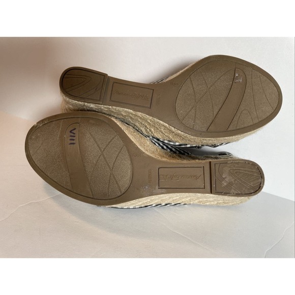 American Eagle Black Gingham Slingback Buckle Wedge Espadrilles Sandal Size 9 - Picture 13 of 14